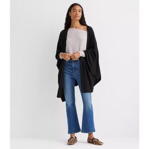 LOFT $89 Travel Wrap Sweater Shawl Kimono Black One Size NEW
